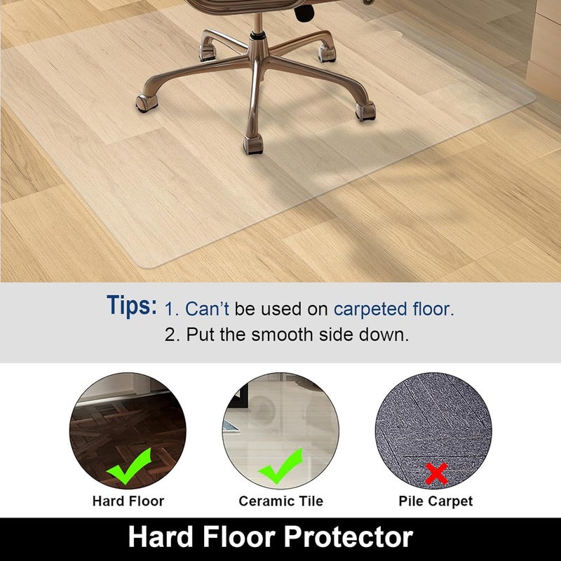 AiBOB Office Chair Mat for Hardwood Floor, 45 X 53 inches, Hard Floor Chair Mats Under Computer Desk, Easy Glide for Rolling Chairs, No Curling - Image 5